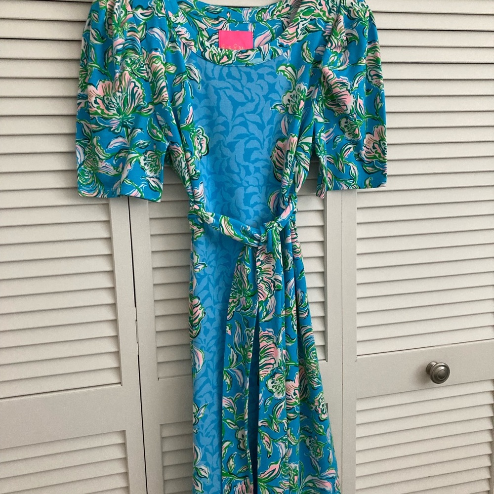 NWOT Lilly Pulitzer Harriet Elbow Sleeve Dress; Det Belt; Size L, Make an Offer! - Picture 4 of 12